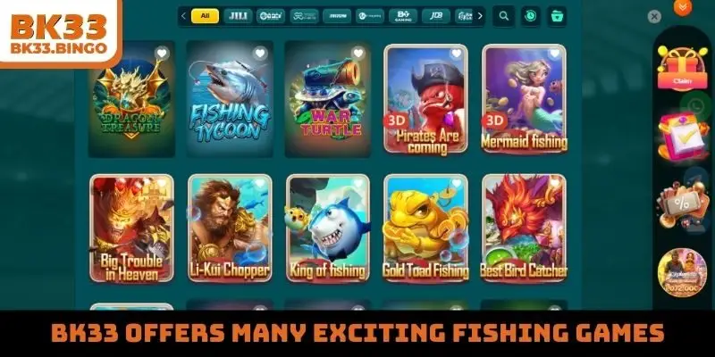 BK33 offers many exciting fishing games