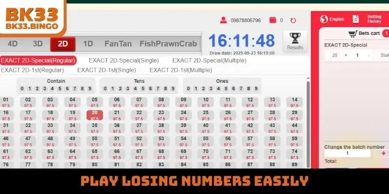 Play losing numbers easily
